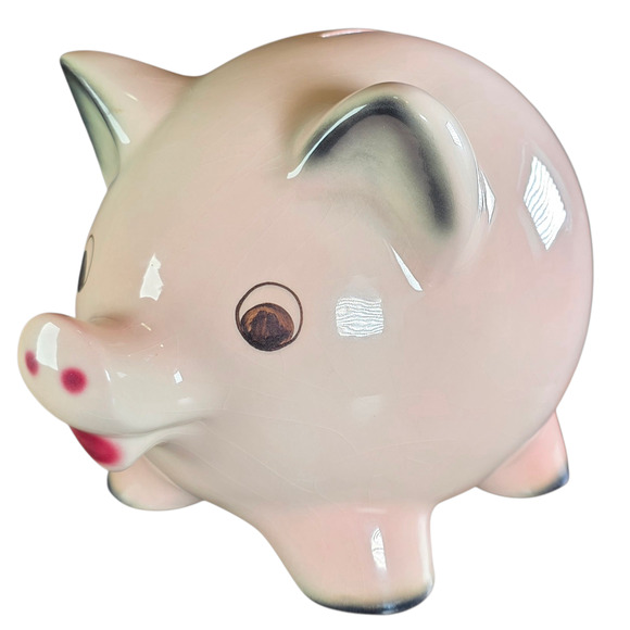 Goebel West Germany 1962 Pink Pig Bank 7.5" Large Ceramic w/ Stopper - Picture 2 of 16